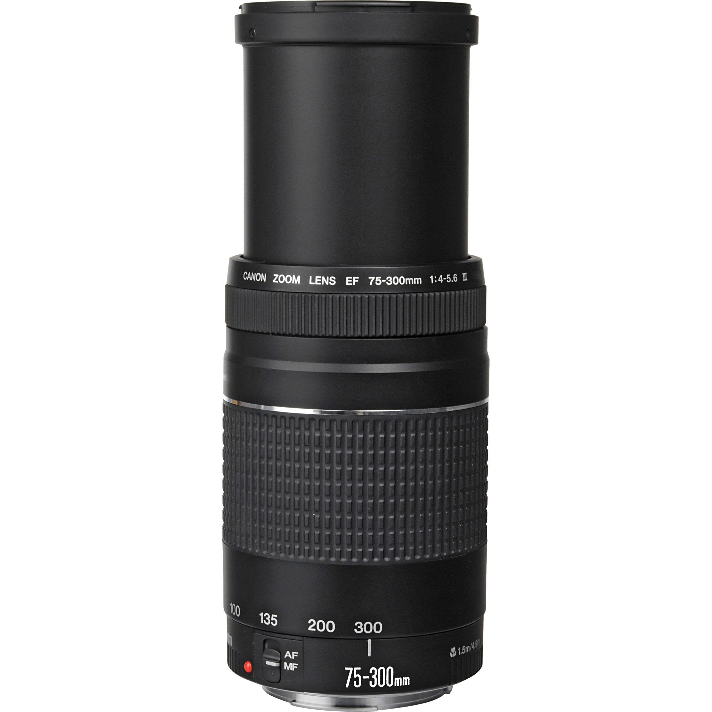 Canon EOS 4000D DSLR Camera with EF-S 18-55mm III Lens & EF 75-300mm III Lens Basic Bundle - Includes: Free Promotional Extended Life LPE10 Replacement Battery (1600mAh) & 2x Universal Lens Cap Keeper