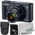 Canon PowerShot SX740 HS Digital Camera (Black) 4PC Bundle - Includes 16GB SD Memory Card + Point & Shoot Case + Microfiber Cleaning Cloth