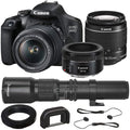 Canon EOS 2000D (T7) EF-S 18-55mm IS II Kit with Canon EF 50mm f/1.8 STM Lens and Basic Lens Accessory Bundle - Includes: 500mm Telephoto Preset Lens, Professional EF T-Mount and MUCH MORE