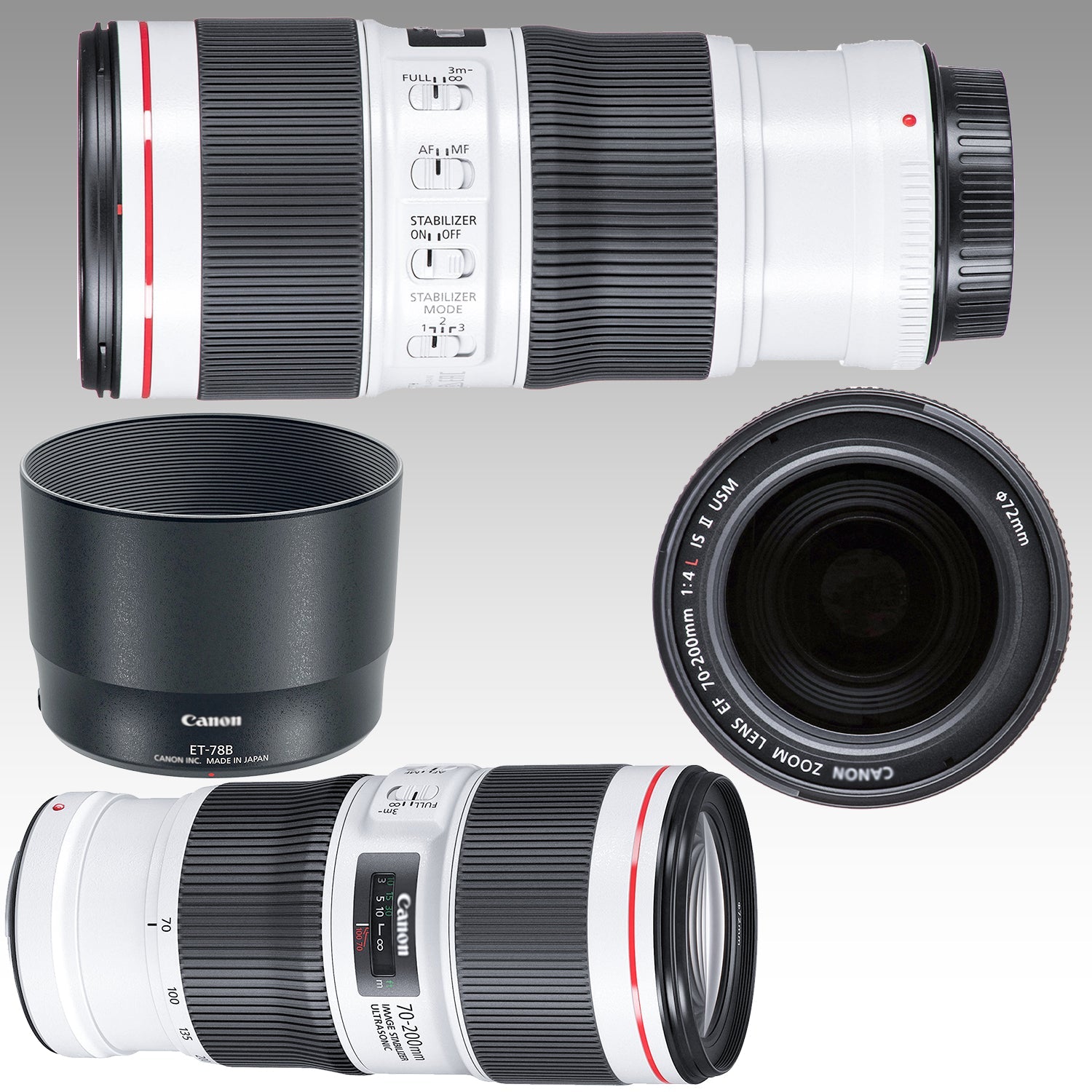 Ultimaxx Essential Canon EF 70-200mm f/4L IS II USM Lens Bundle - Includes: 0.43x Wide-Angle Lens Attachment, 4PC Macro Close-Up Filter Kit, Protective UV Filter & More (16pc Bundle)