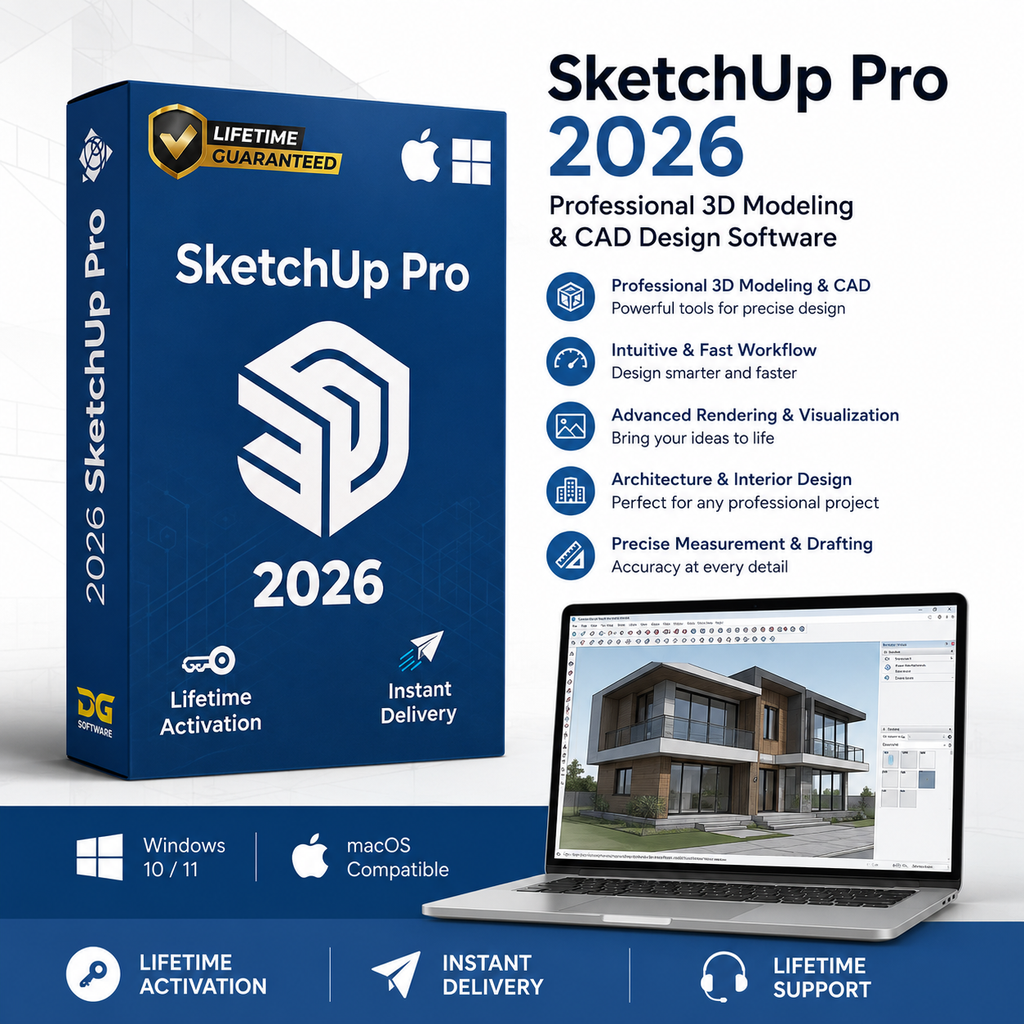 SketchUp Pro 2026 for Windows & Mac | Professional 3D Modeling & CAD Design Software | Digital Download | Instant Delivery