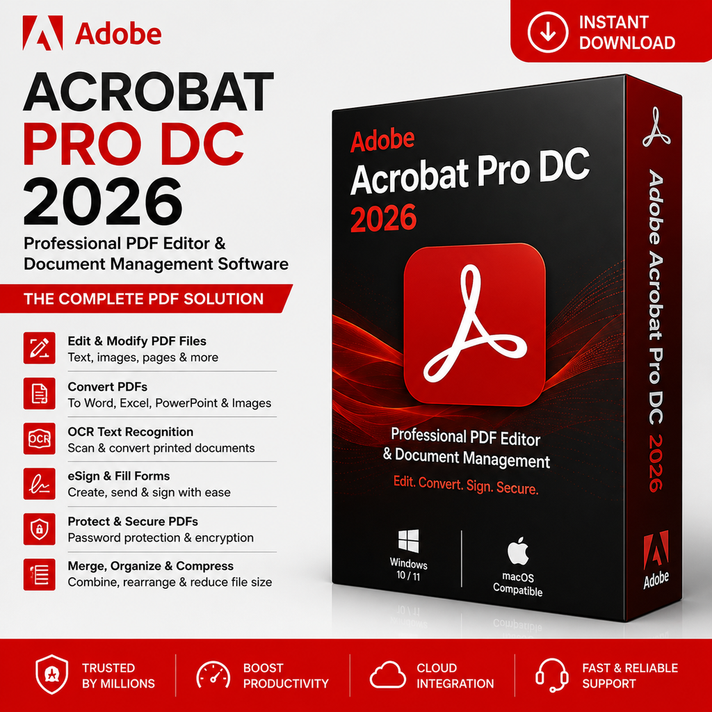 Adobe Acrobat Pro DC 2026 for Windows & Mac | Professional PDF Editor, OCR & eSign Software | Instant Digital Download