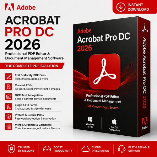 Adobe Acrobat Pro DC 2026 for Windows & Mac | Professional PDF Editor, OCR & eSign Software | Instant Digital Download
