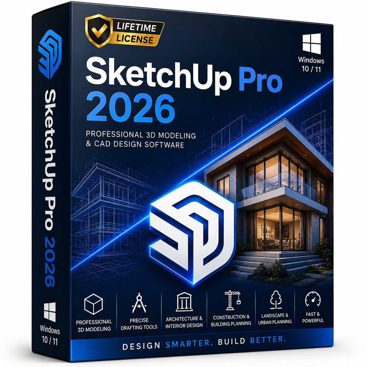 SketchUp Pro 2026 for Windows | Lifetime License | Professional 3D Modeling & CAD Design Software | Instant Digital Download