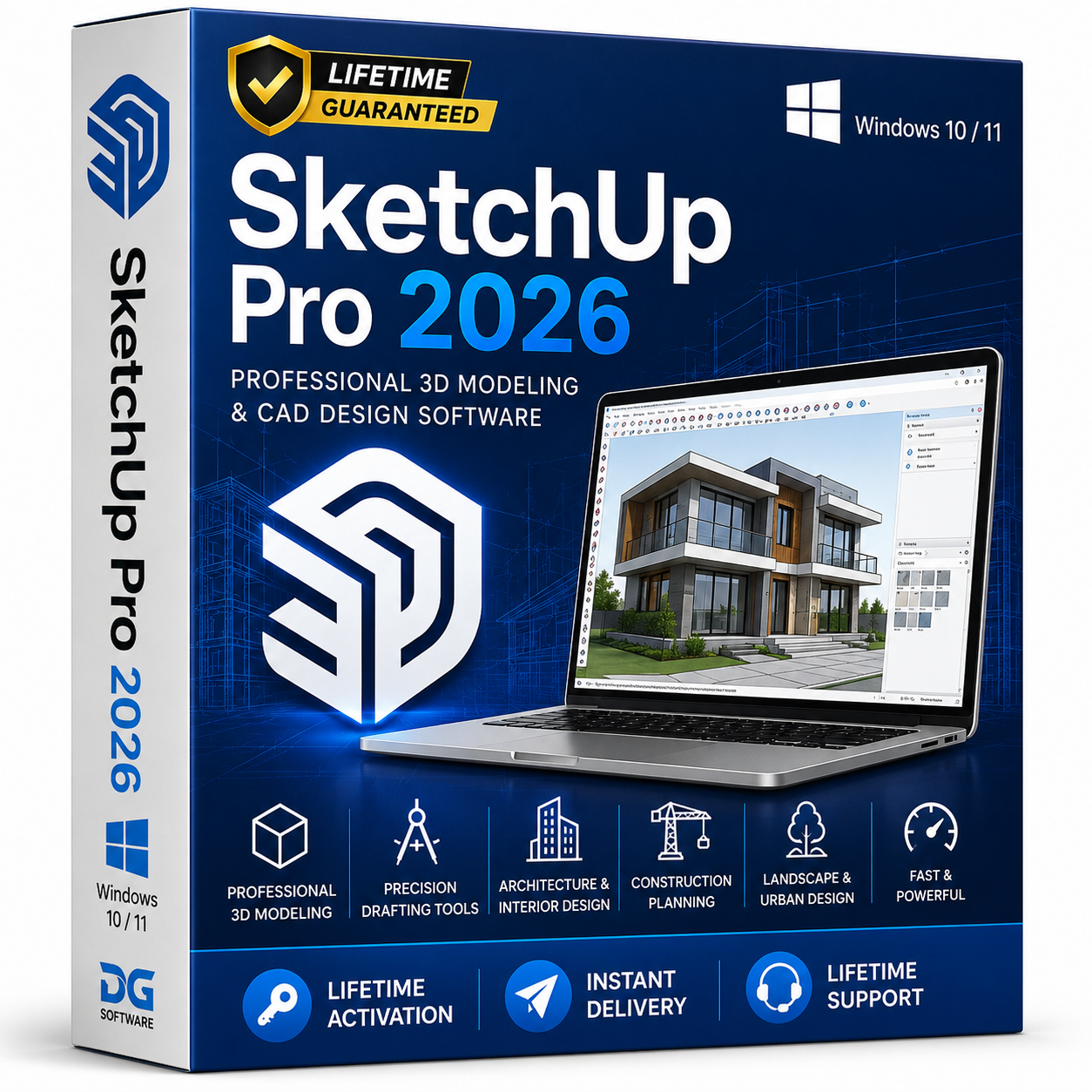 SketchUp Pro 2026 for Windows | Lifetime License | Professional 3D Modeling & CAD Design Software | Instant Digital Download