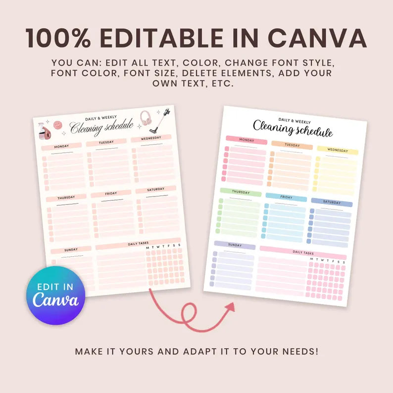 Wedora Digital ADHD Cleaning Planner