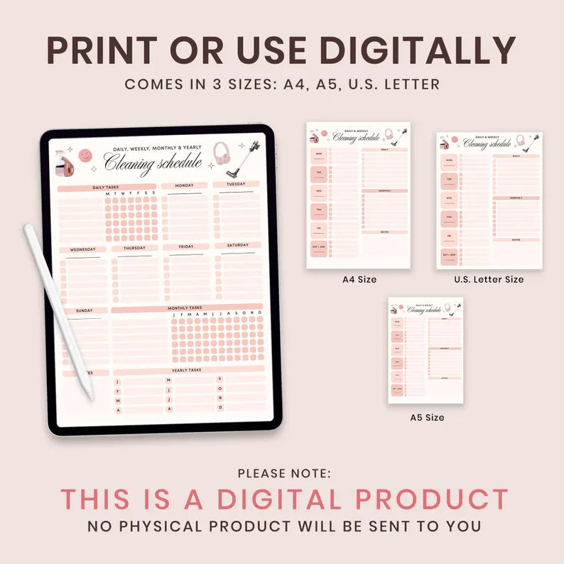 Wedora Digital ADHD Cleaning Planner