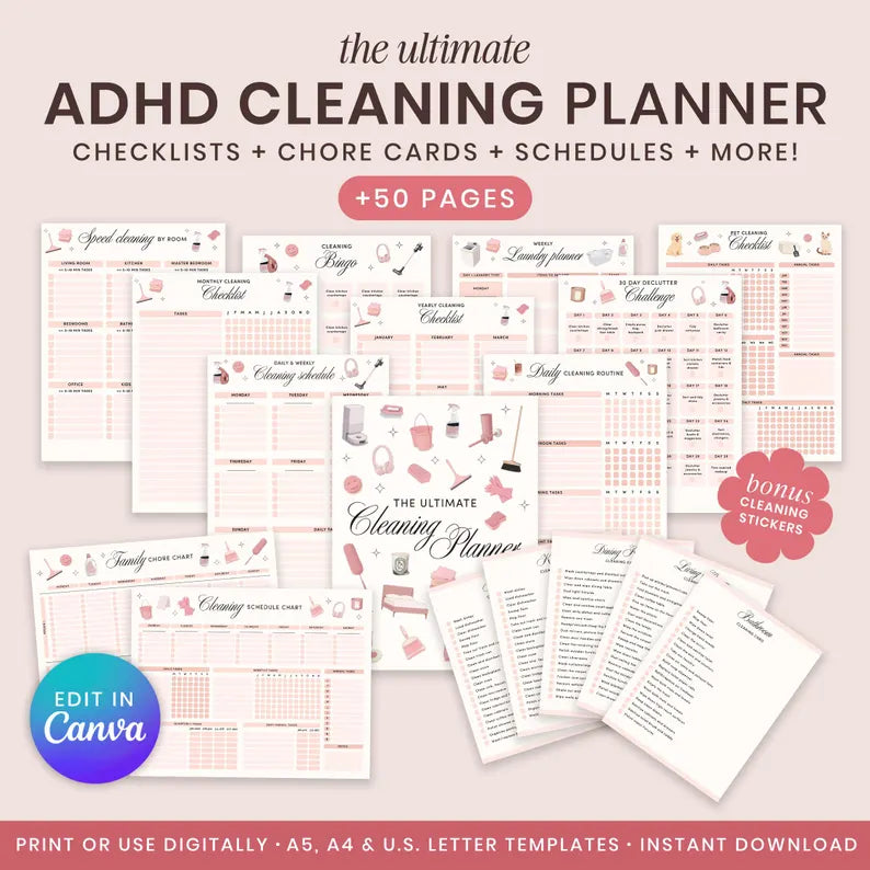 Wedora Digital ADHD Cleaning Planner